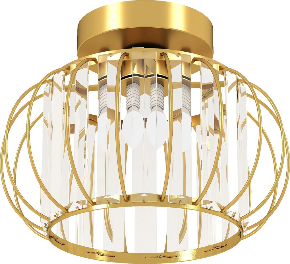 HOMCOM Plafonieră modernă, cristale, auriu, soclu E27, ideală pentru living și dormitor | Aosom Romania