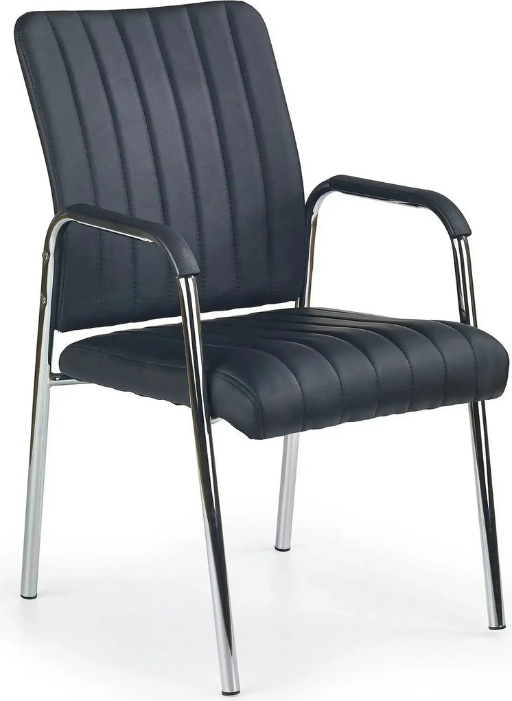 Scaun conferinta VIGOR, negru, piele ecologica/metal, 53x58x92 cm