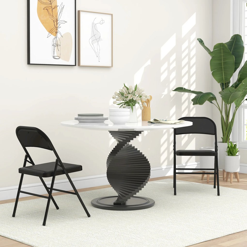 HOMCOM Lot de 2 scaune pliante scaune de dining portabile cadru din oțel dim. 45l x 46P x 78H cm negru | Aosom Romania