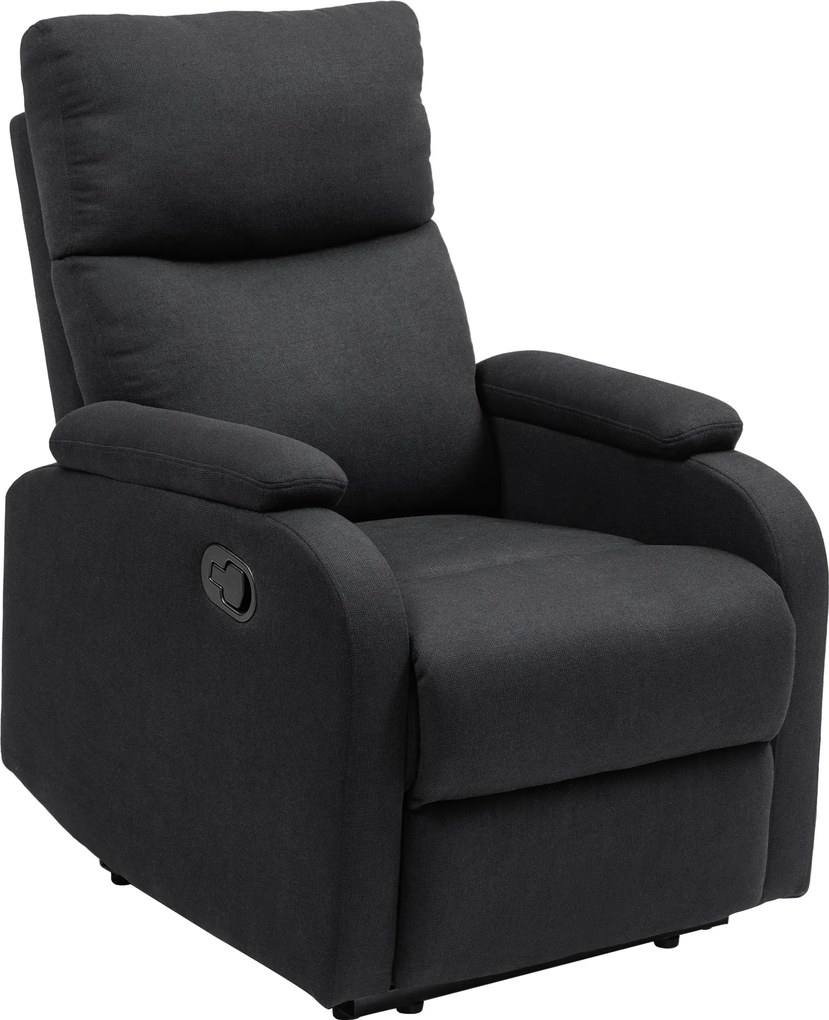 HOMCOM Fotoliu Recliner din In cu Suport Reglabil pentru Picioare, 69x91,5x103 cm, Negru | Aosom Romania