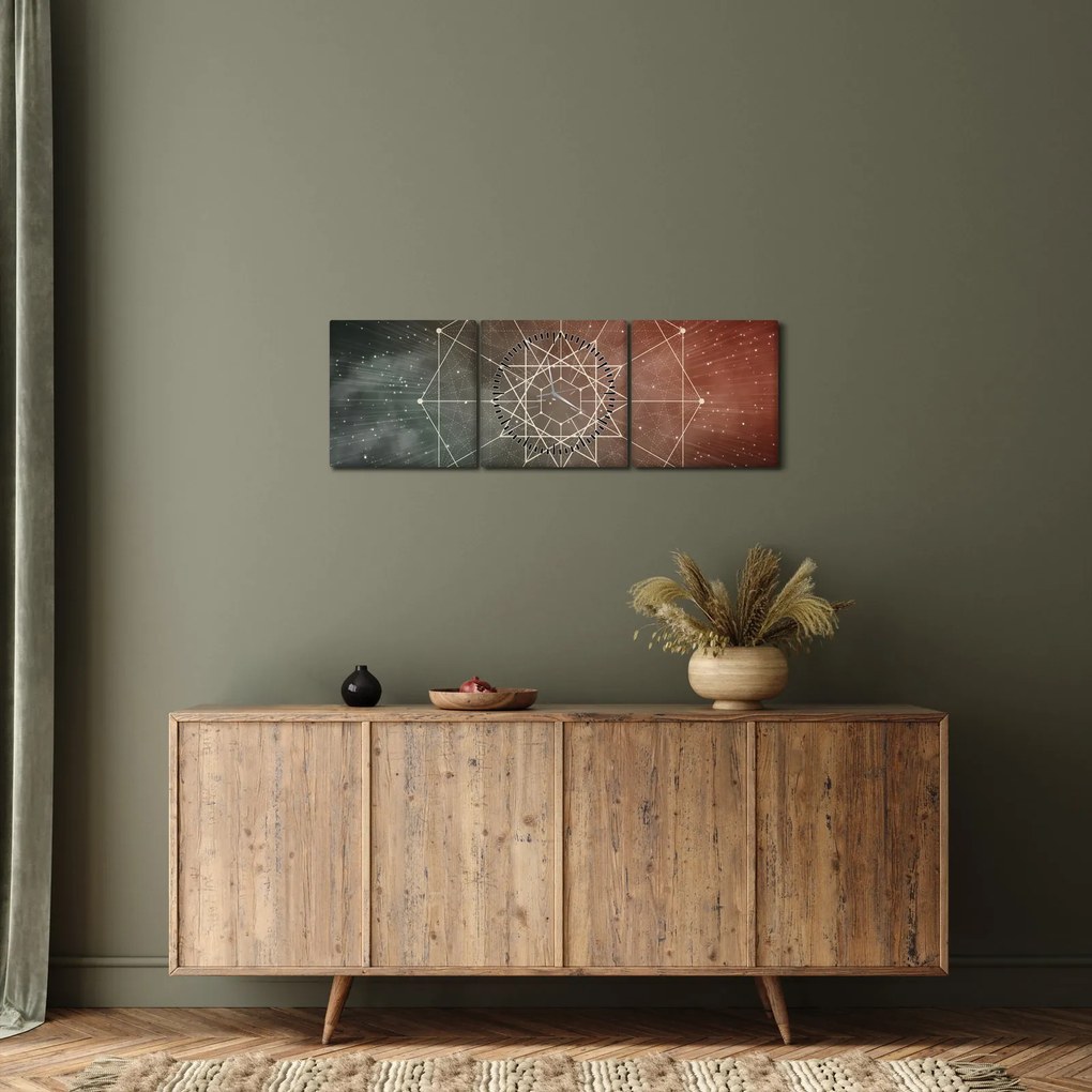 Tablou - Dodecagrama cosmică (cu ceas) (90x30 cm)