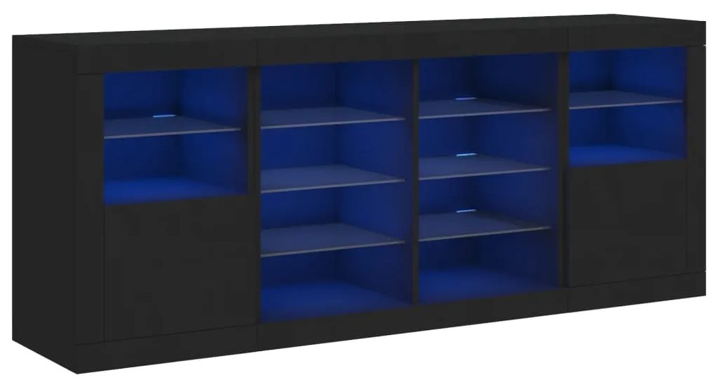 3209094 vidaXL Servantă cu lumini LED, negru, 163x37x67 cm