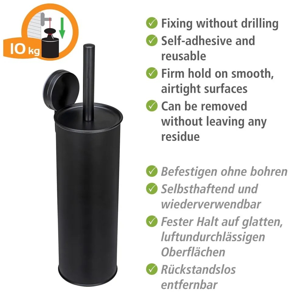 Perie de WC neagră autoadezivă din oțel Pavia – Wenko