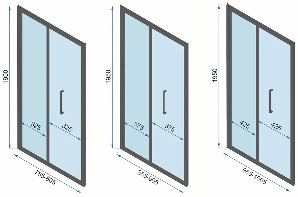 Cabina de dus de perete Rapid Fold Auriu 90x80cm, Rea