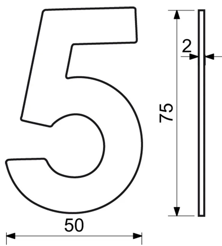 Număr casă 5", RN.75L, negru"