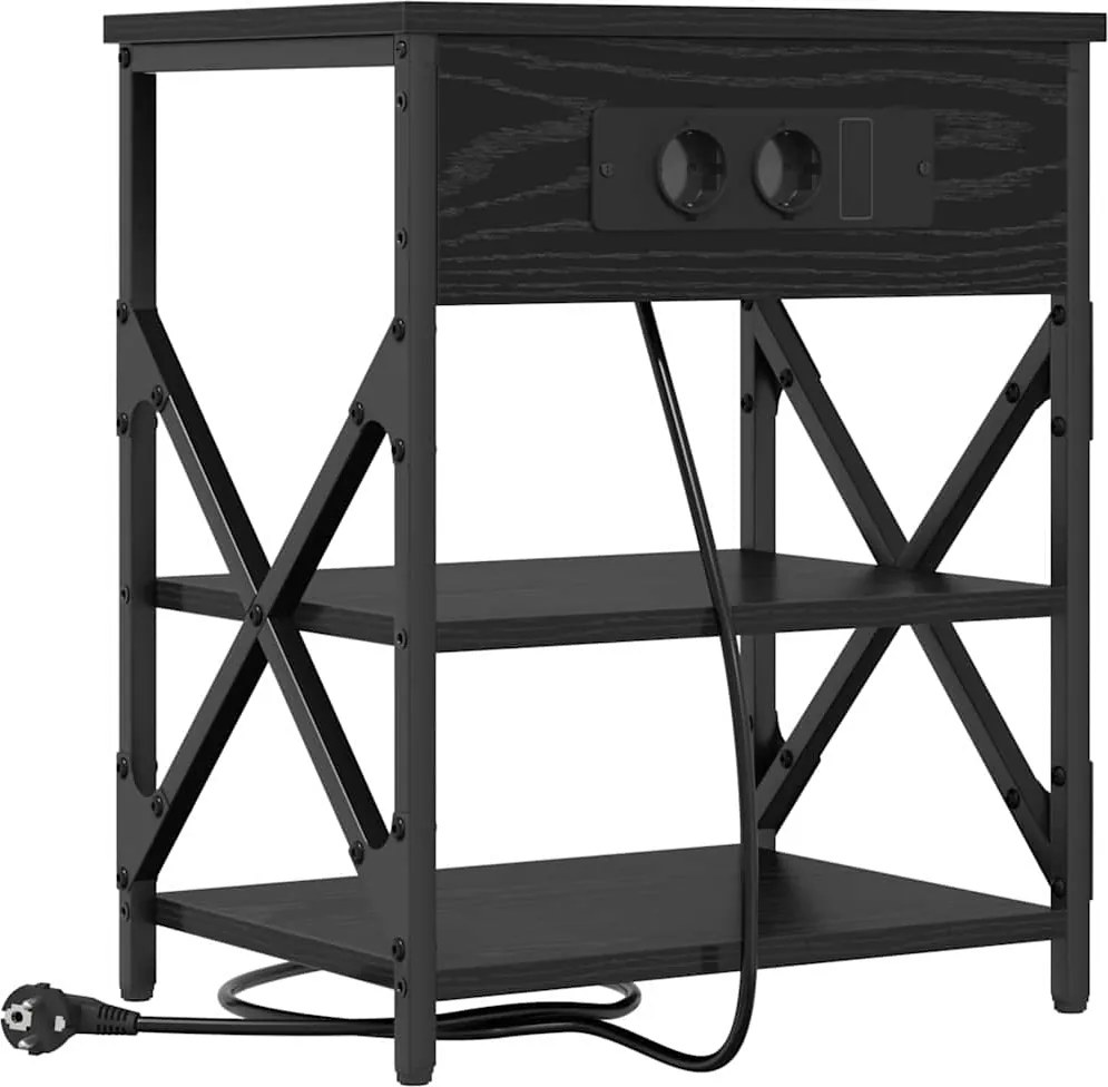 vidaXL Dulap de noapte Stejar Negru 41 x 31 x 51 cm Lemn compozit