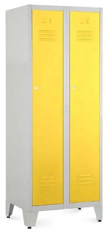 Dulap metalic, 60 x 50 x 161,5 cm, picioare reglabile, încuietoare cilindrică, galben - ral 1023