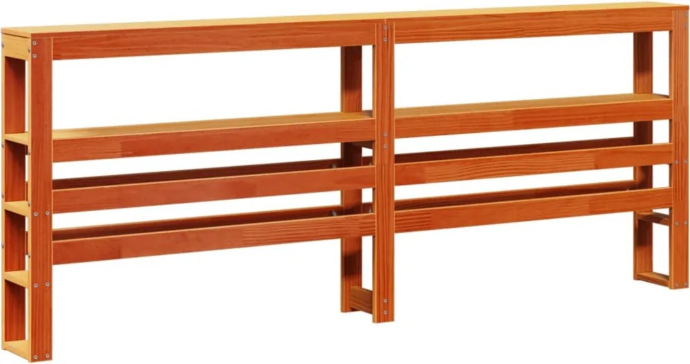 vidaXL Tăblie de pat cu rafturi, maro ceruit, 180 cm, lemn masiv pin