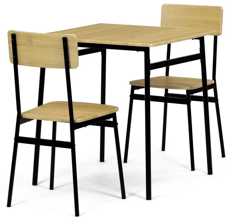 Set de masă Industrial cu 2 scaune, 70 x 70 x 76cm, stejar sălbatic