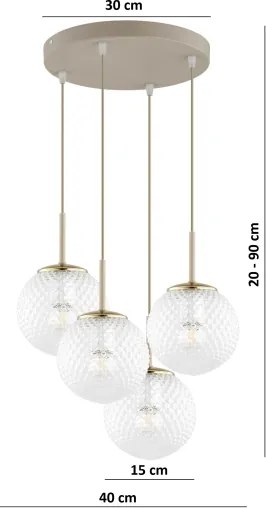 Brilagi - Candelabru suspendat pe cablu STELLA 4xE27/60W/230V bej/auriu