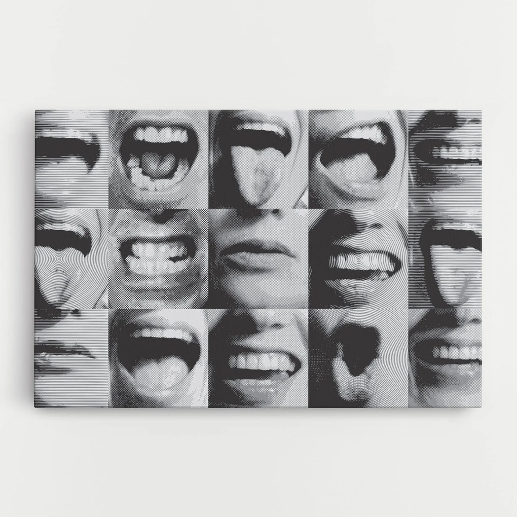 Tablou Canvas, 70x100cm, Dormitor si Living, Moderne, Colaje, Grey Mouth Collage