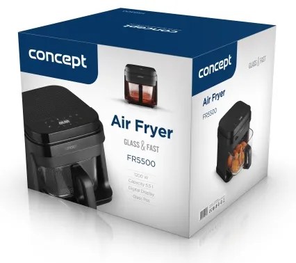 Friteuză cu aer cald Concept FR5500 GLASS & FAST 5,5 l 1200W/230V negru