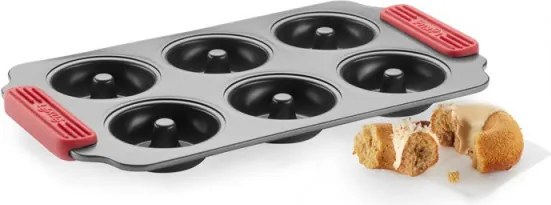 Forma pentru gogosi/donuts Lekue 1009477, 31x18x3 cm, Acoperire ceramica antiaderenta, Otel, +4°C/+240°C, Negru