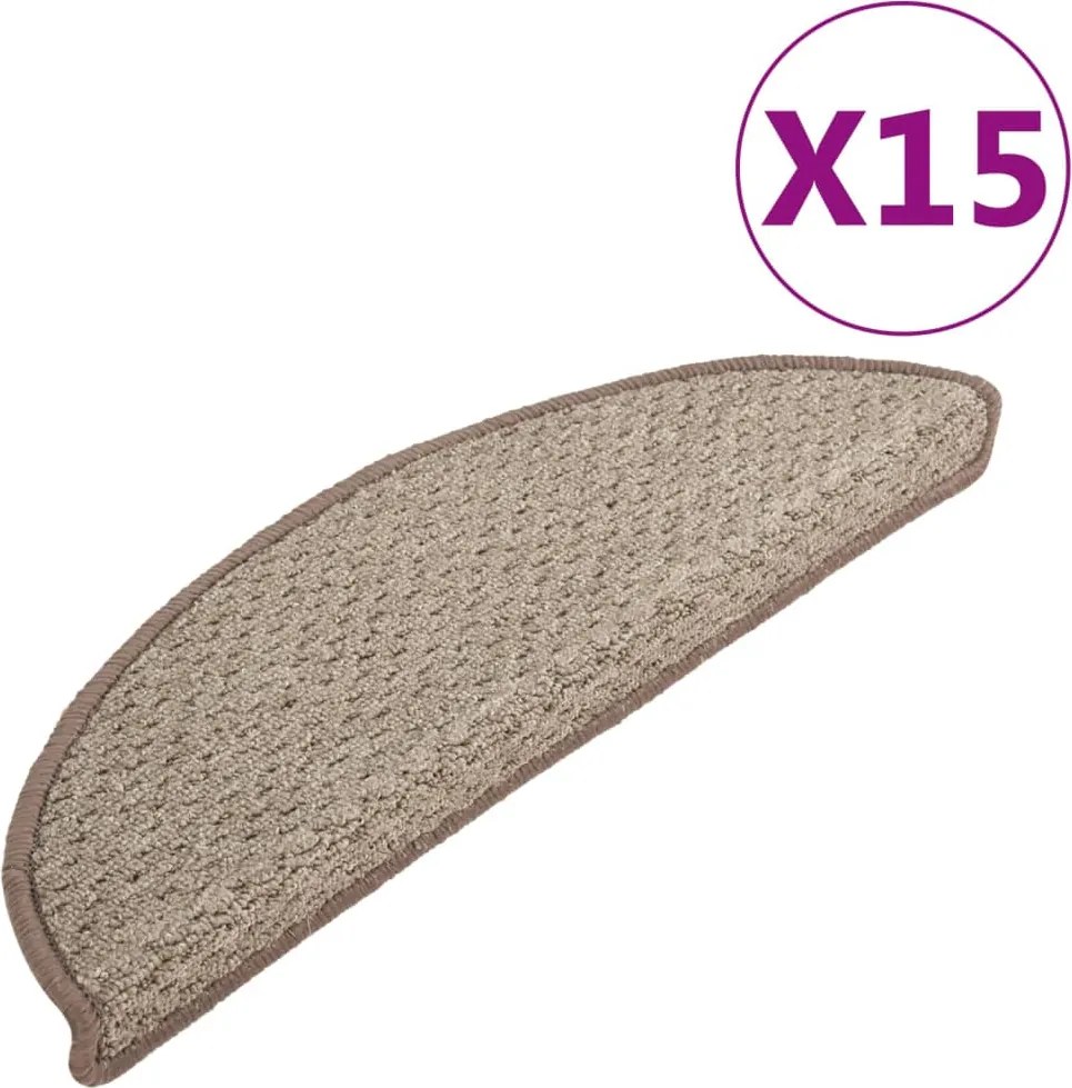 vidaXL Covor pentru trepte scări, 15 buc., maro, 65x21x4 cm