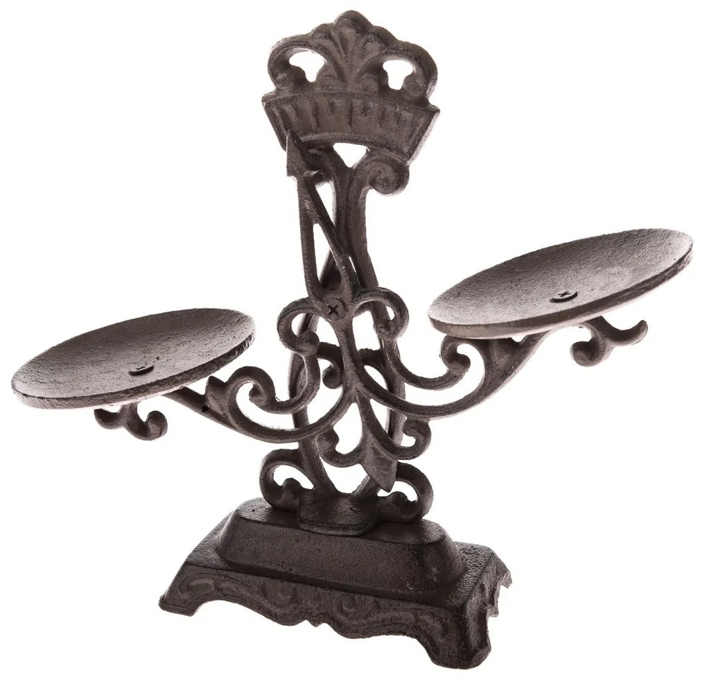 Balanță decorativă din fontă neagră, 22 x 15 x 9cm