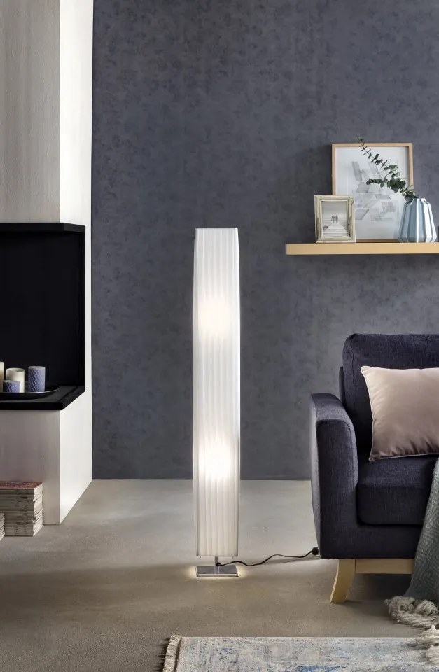 Lampadar patrat din latex/metal 120 cm alb, 2 becuri