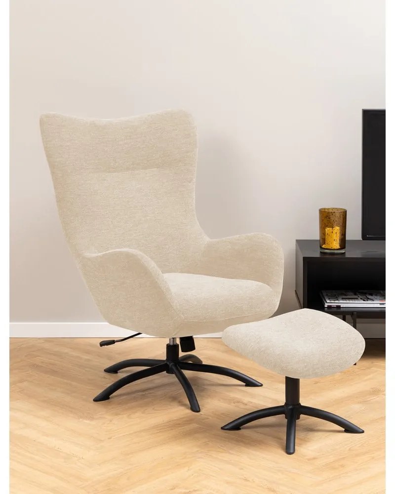 Set fotoliu și taburet Actona Talgarth, alb - crem