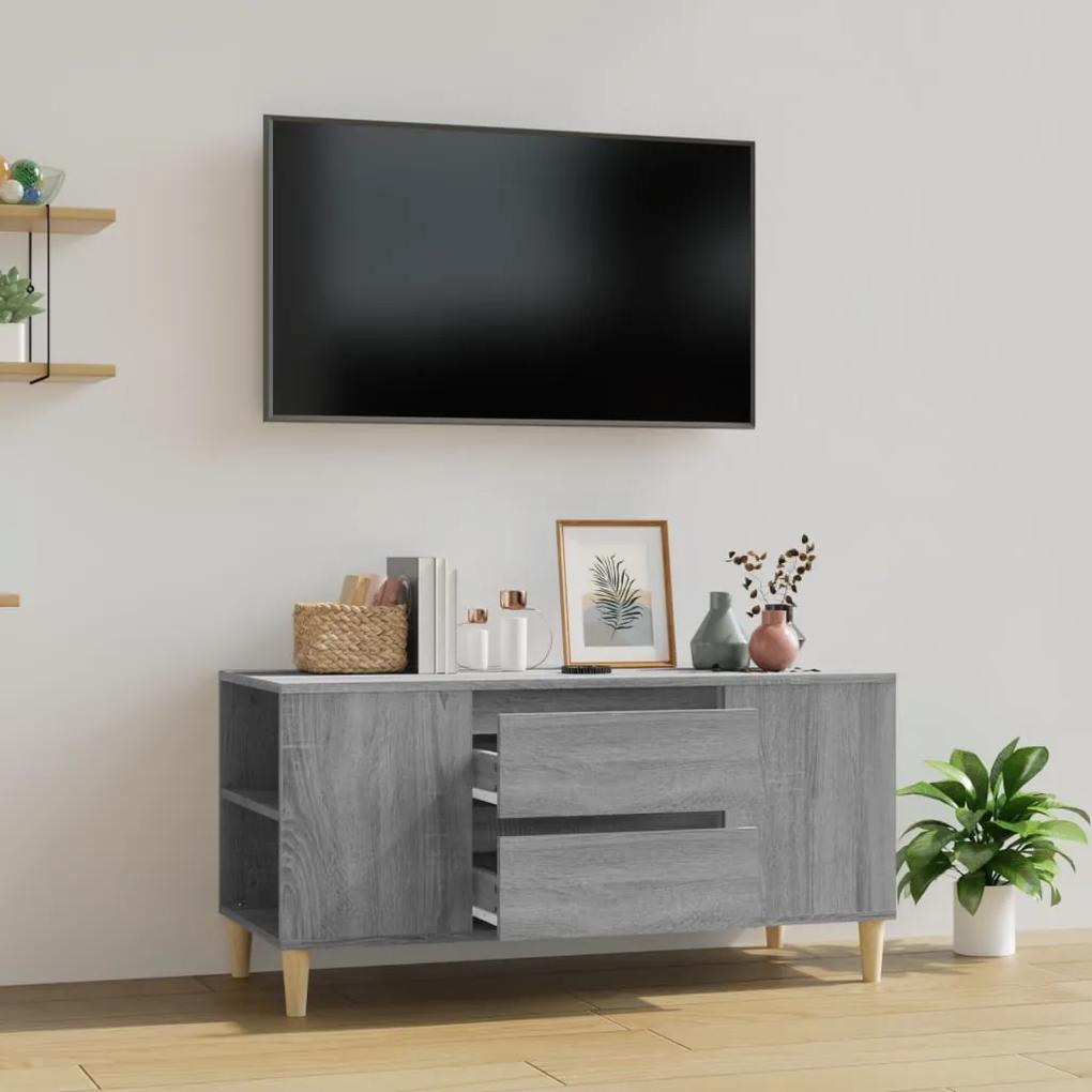 Comoda TV, gri sonoma, 102x44,5x50 cm, lemn prelucrat