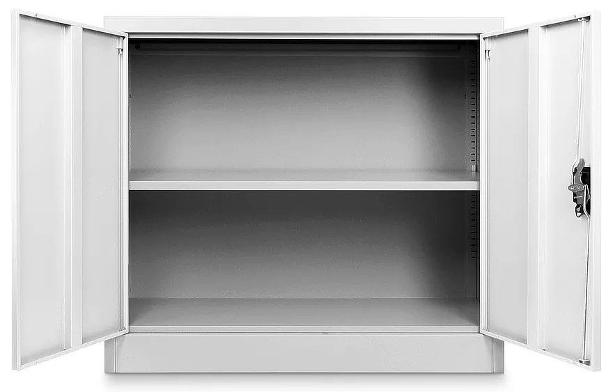 Dulap metalic universal jos 90 x 40 x 80 cm, încuietoare cilindrică, gri - ral 7035