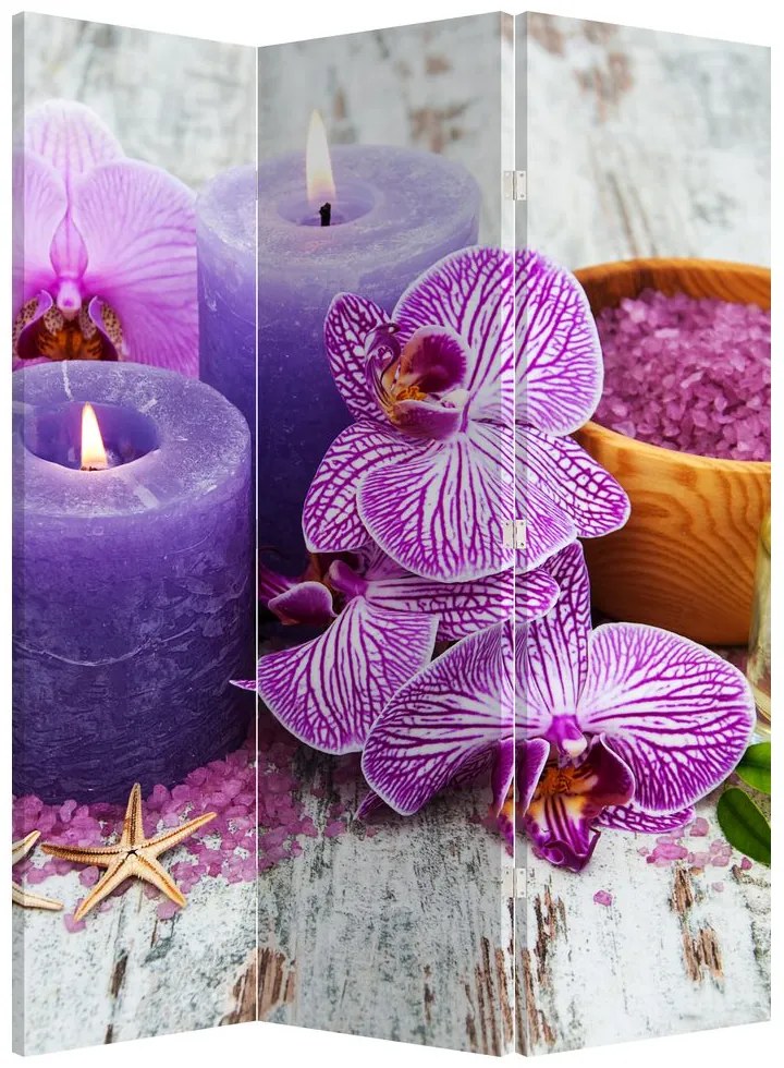 Paravan - Orhidee și lumănări (126x170 cm)