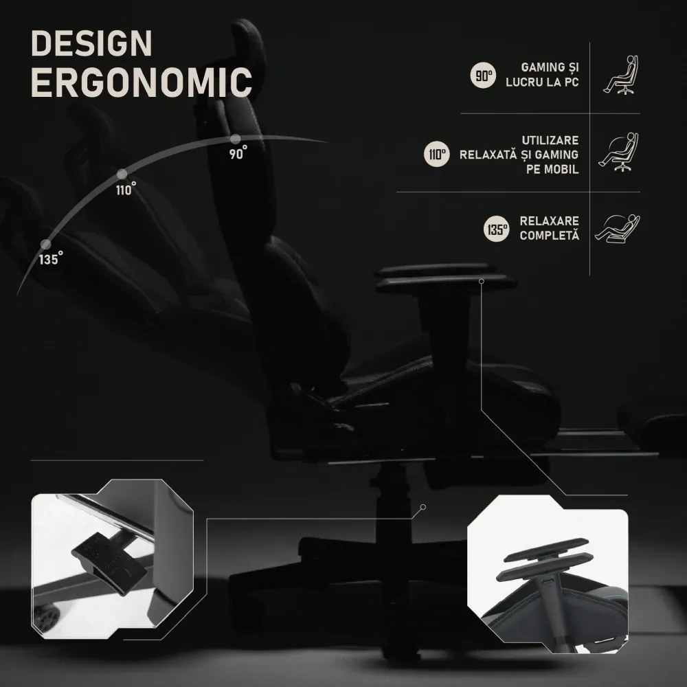 LUMINA X-Motion Core – Gaming & Office –Ergonomie și Confort Total, PU, Negru/Albastru