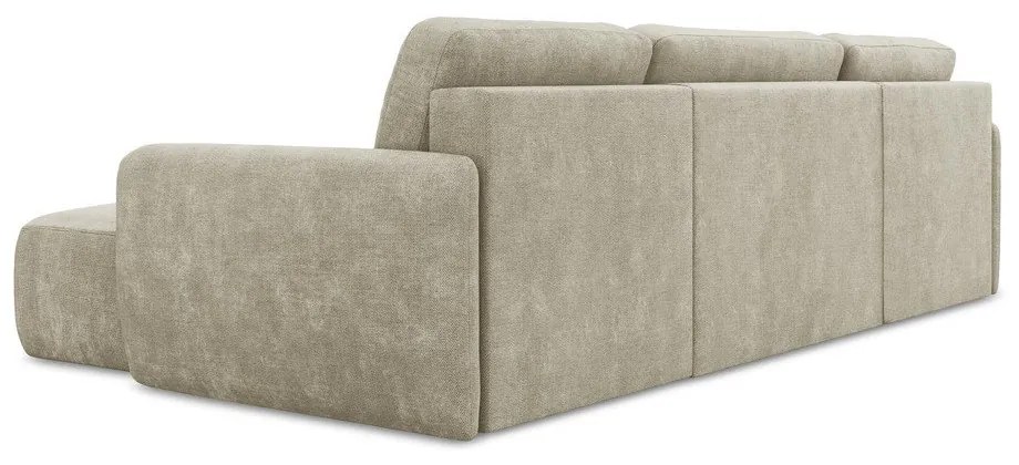 Colțar bej extensibil/cu spațiu de depozitare cu tapițerie din chenille (în formă de "U") Lilo – Makamii