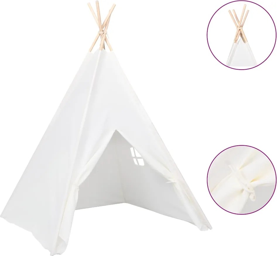 vidaXL Cort de copii teepee cu geantă piersică, alb, 120x120x150 cm,