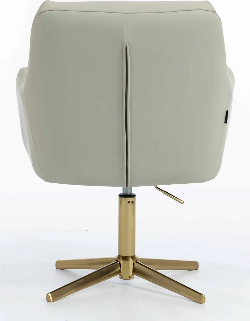 HR840CROSS Scaun Culoarea Inului Piele Ecologica Premium Soft cu Bază Aurie