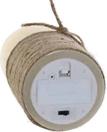 Lumânare LED decorativă cu flacără în mișcare crem și maro din ceară, bază din iută „Mombasor”