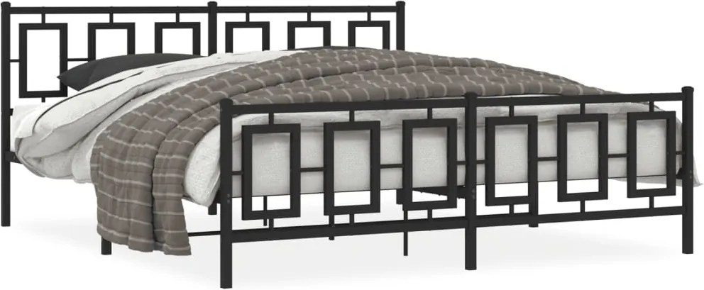 vidaXL Cadru pat metalic cu tăblii de cap/picioare, negru, 183x213 cm
