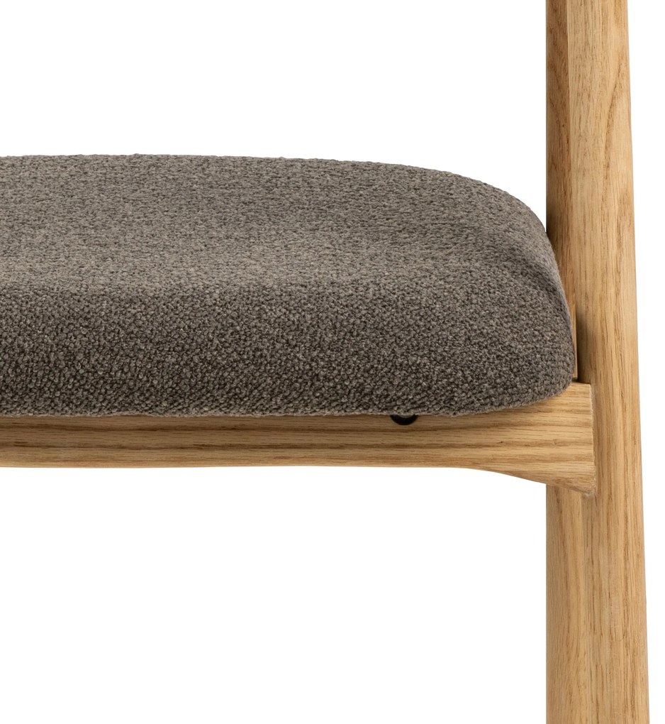 MAZZONI EXPORT ADELE Maro Taupe (țesătură Monza 40)/cadru Stejar Natural - SCAUN DIN LEMN BOUCLÉ PENTRU SALON SUFRAGERIE BUCĂTĂRIE RETRO