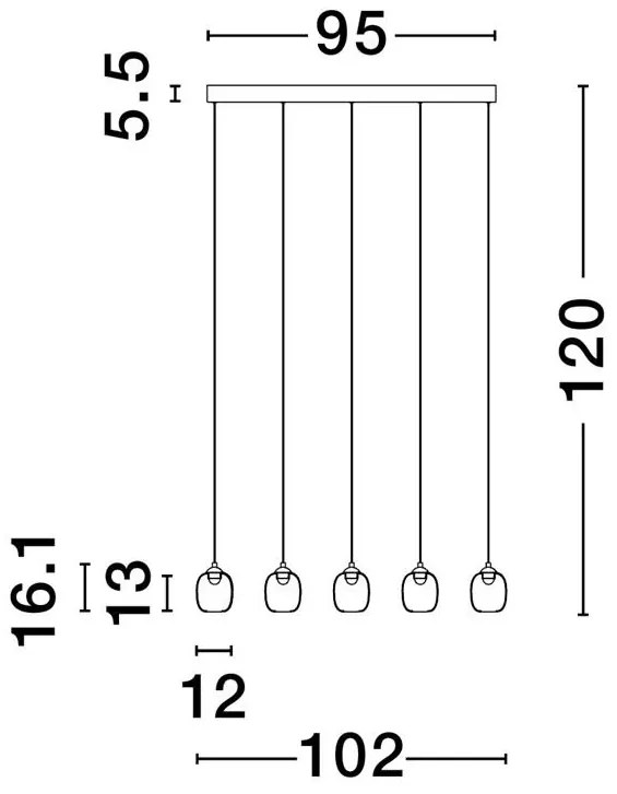 Lustra cu 5 pendule LED design modern ESSENTIAL