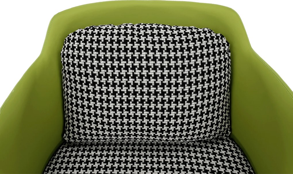 Fotoliu design, model alb-negru/ piele ecologică verde, EMREN