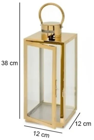 Felinar decorativ auriu, 38 cm