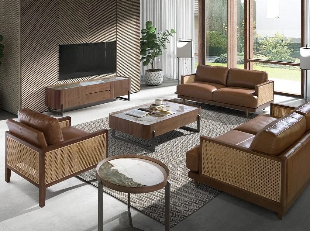 Canapea 3 locuri design elegant LUX Brown leather