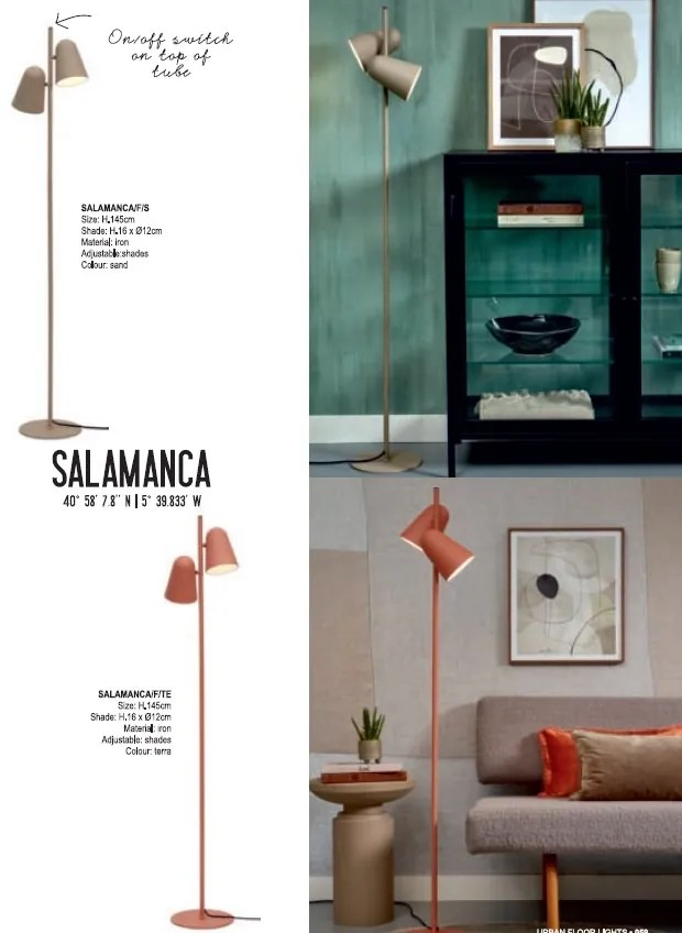 Lampadar, Lampa de podea cu doua spoturi directionabile Salamanca terra