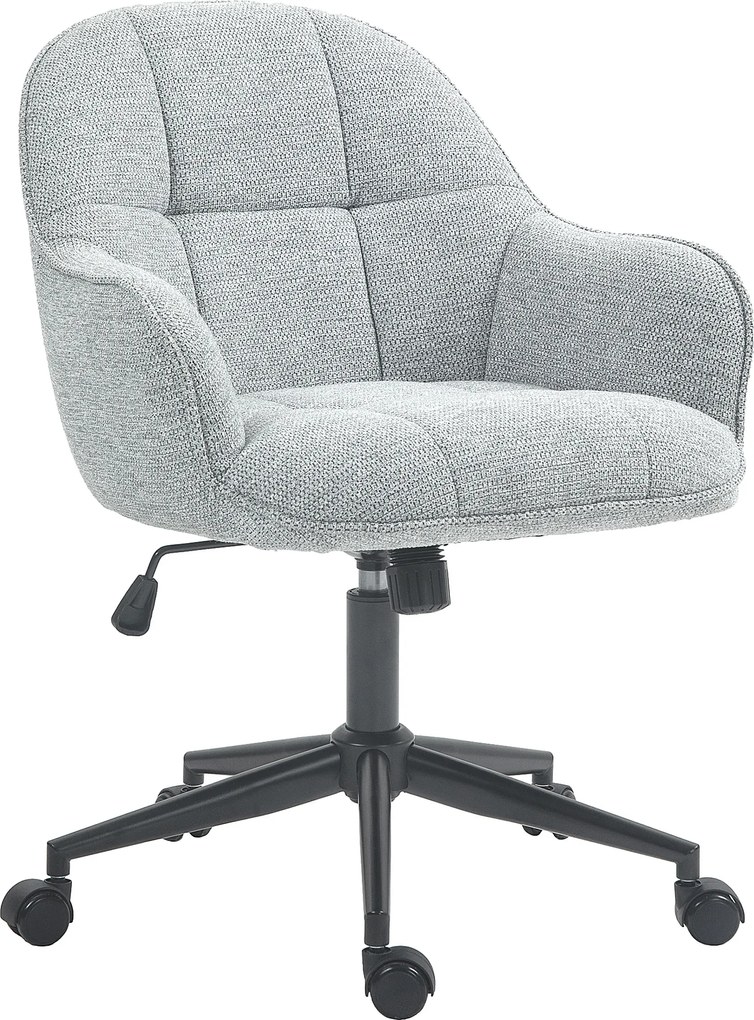 HOMCOM Scaun fauteuil de birou cu spătar și șezut capitonat reglabil în înălțime rotativ 360° bază neagră tapiterie țesătură gri | Aosom Romania