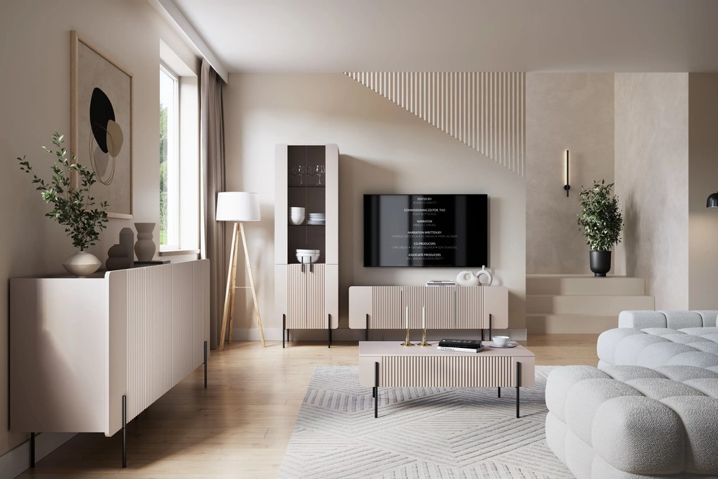 Comodă cu patru uși Malmi 200 cm - cașmir / picioare negre