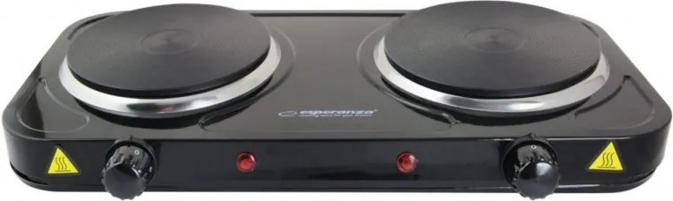Plita electrica dubla Esperanza EKH010K, 2x1000W, 15.5 cm, 5 trepte, Strat antiaderent, Negru