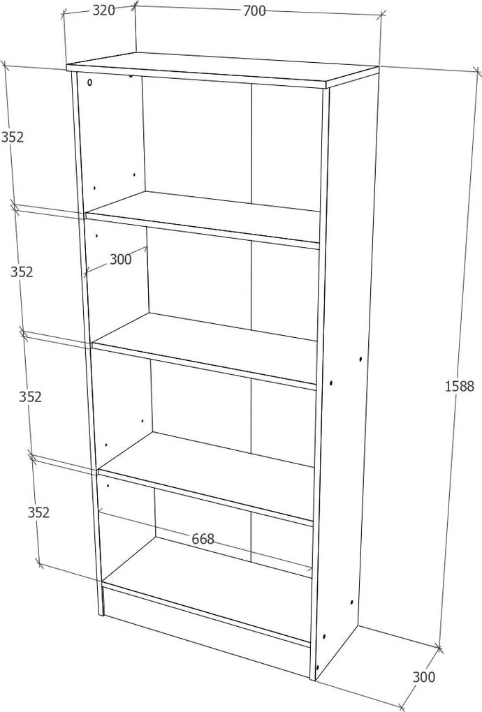 Biblioteca Flint, cu Usi Inferioare si O Polita, Stejar Bronz, 70 x 32 x 159 cm
