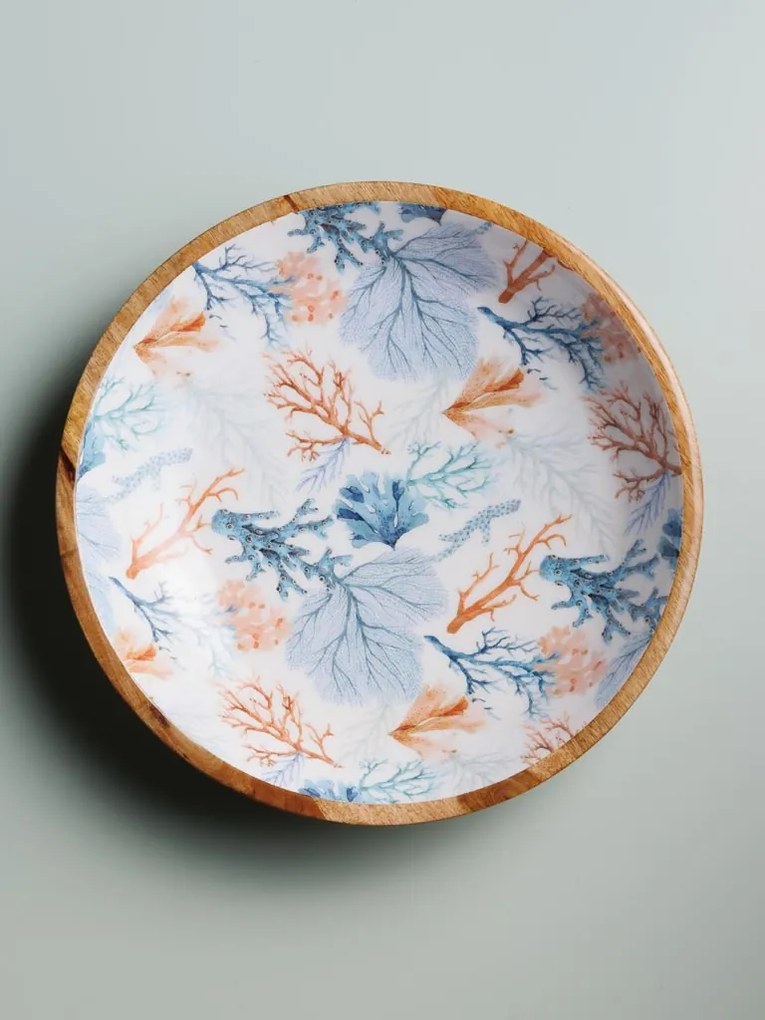 Bol XL din lemn mango emailat, Coral, Ø 38 cm