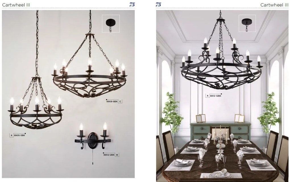 Candelabru design rustic Cartwheel Iii - 12lt 8912-12BK SRT