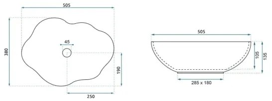 REA-U0696 - Lavoar pentru montaj pe blat PEARL 38x50,5 cm ceramică/alb lucios/auriu