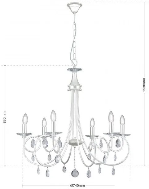 Candelabru 6 brate stil clasic cu cristale Swarovski Giada argintiu mat