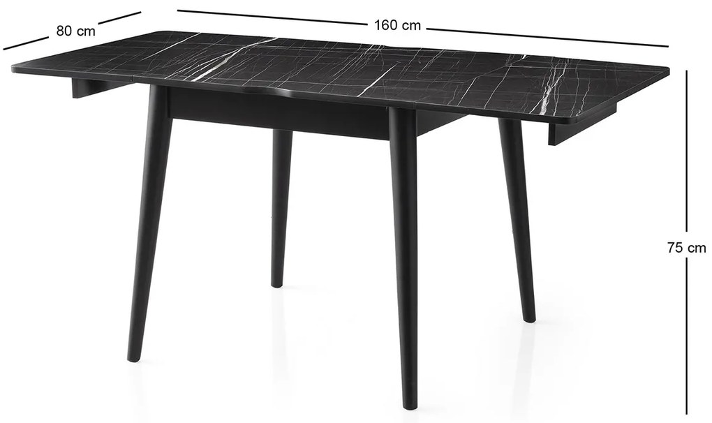 Masă de sufragerie Totem Black Marble