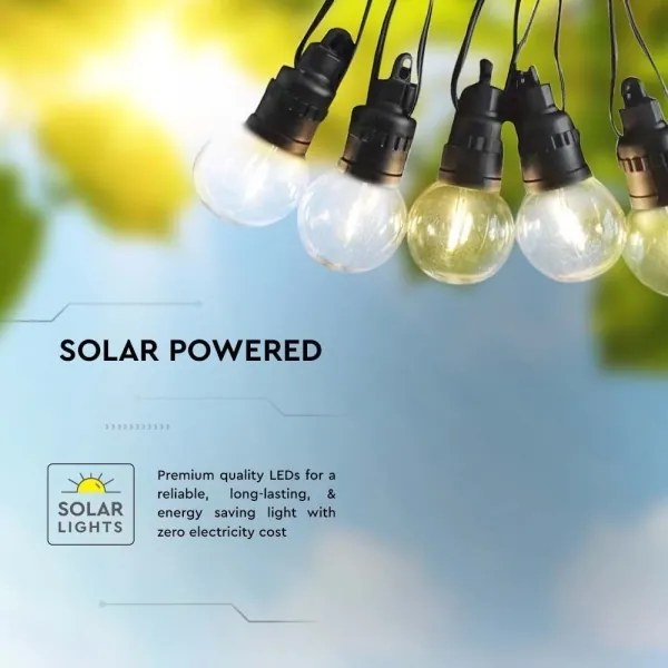 Șir solar LED 10xLED/0,5W/4,5V 12 m 3000K IP44 + telecomandă