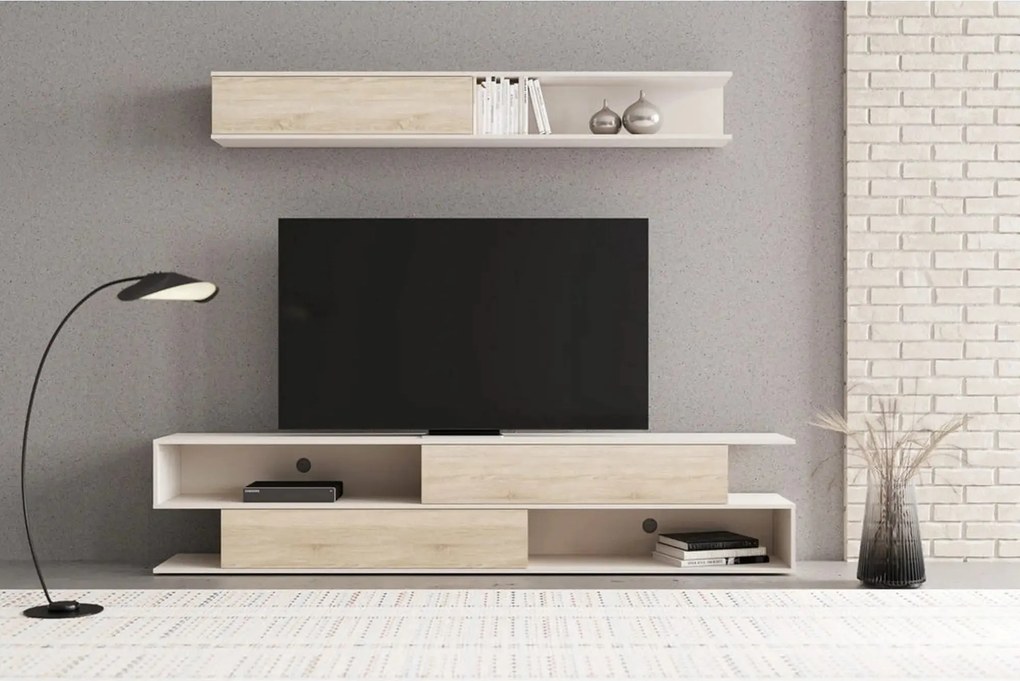 Mobilier living BRIK, stejar sonoma/casmir, PAL, 240x40x190 cm