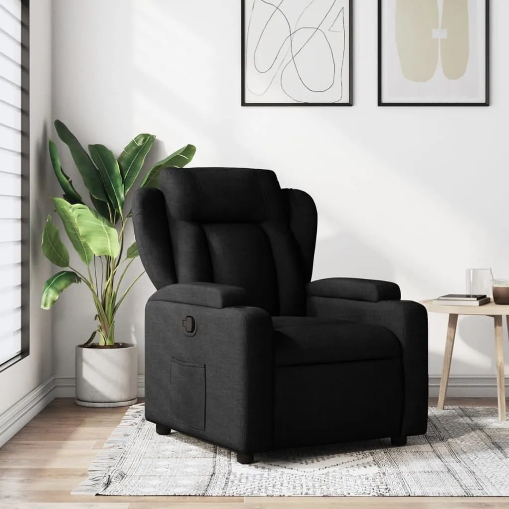 vidaXL Fotoliu rabatabil, negru, material textil