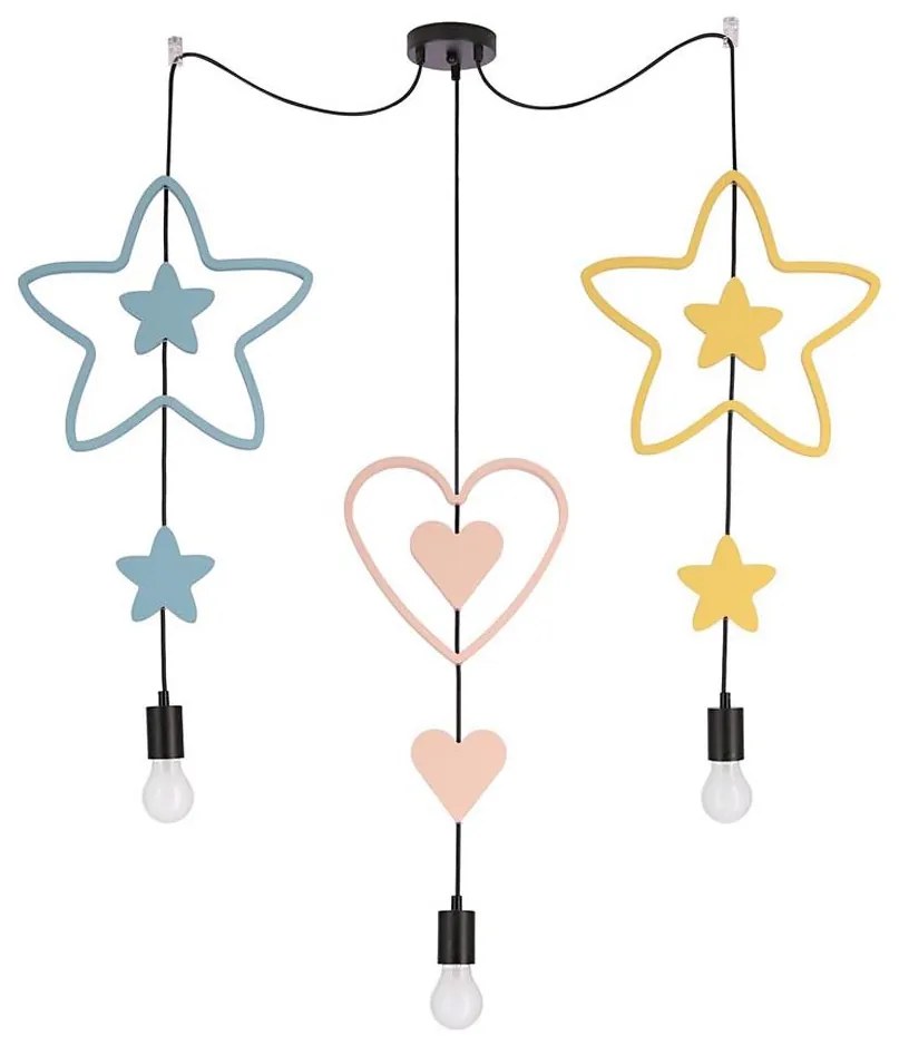 Lustră pentru copii pe cablu TRIO 3xE27/20W/230V albastru/roz/galben