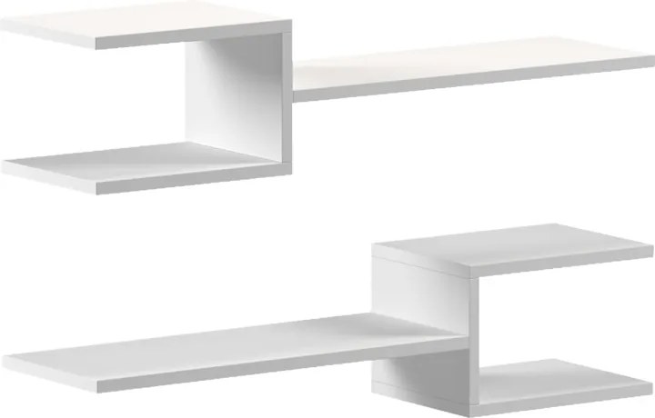 Set 2 etajere de perete Sumpora din PAL melaminat, alb, 65x20x18 cm